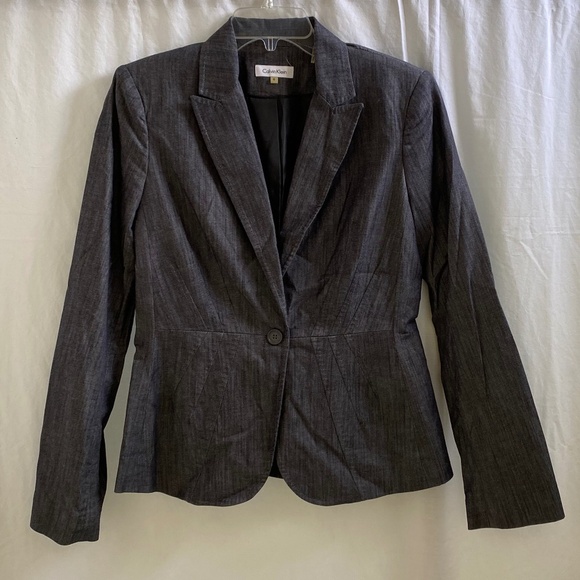 Calvin Klein Women's Gray Blazer Size: 6 - Picture 2 of 10